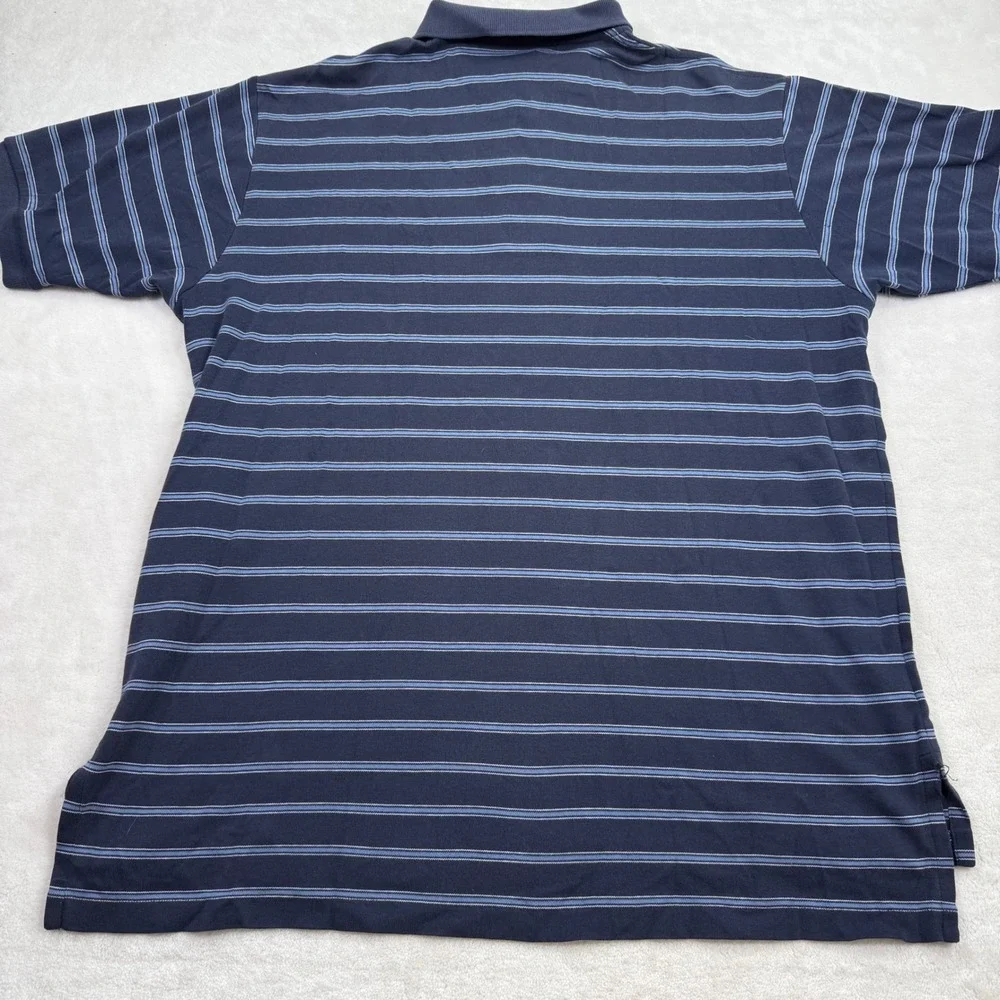 Polo Ralph‎ Lauren Men XL Navy Blue Stripe Short Sleeve Cotton Polo Red Pony